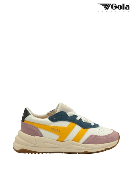 Gola off white Ladies Saturn Quadrant Recycled PU Lace-Up Trainers (B84744) | €72