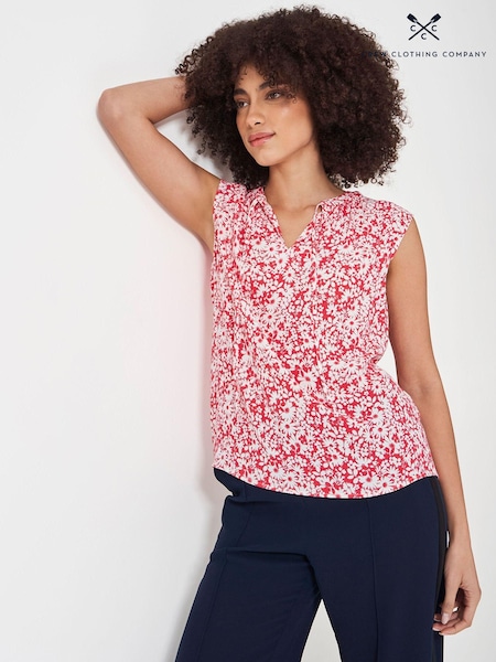 Crew Clothing Red Tie Neck Sleeveless Blouse (B84757) | 77 QAR