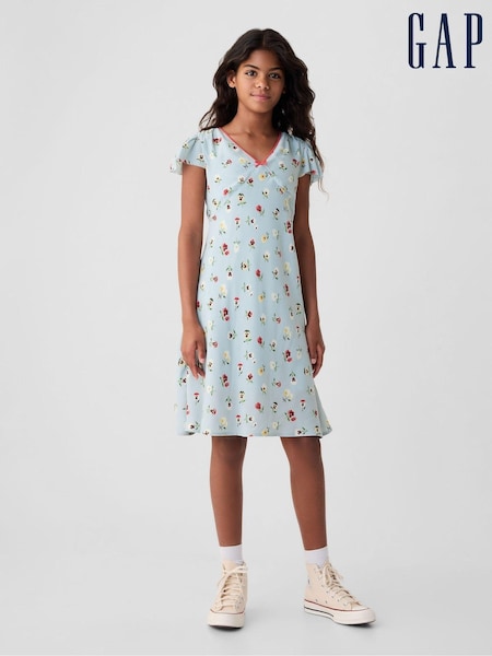 Gap Light Blue DÔEN Floral Dress (Kids) (B84797) | €25