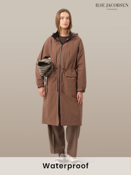 Ilse Jacobsen Cinched Waist Long Thermal Waterproof Raincoat (B84821) | €242