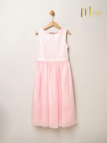 Miss Pink Sequin Bow Tulle Skirt Dress (B84957) | €50