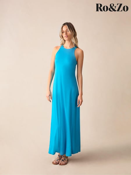 Ro&Zo Blue Jersey Racer Maxi Dress (B85154) | 21 €