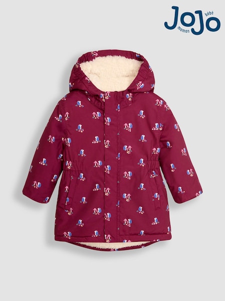 JoJo Maman Bébé Berry Hedgehog Hooded Cosy Lined Printed Parka (B85248) | €79 - €85
