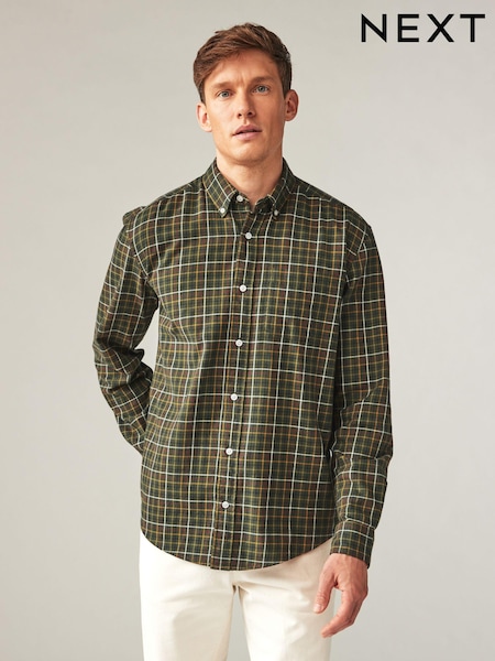 Green Check Long Sleeve 100% Cotton Oxford Shirt (B85325) | €15
