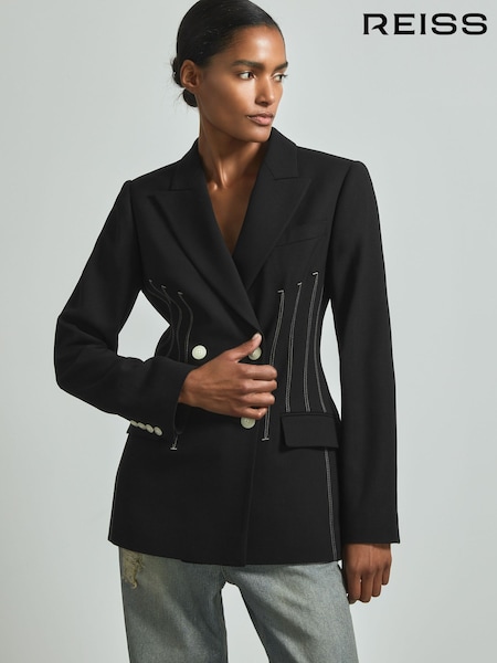 Reiss Honor Double Breasted Corset Stitch Blazer (B85408) | kr11 900