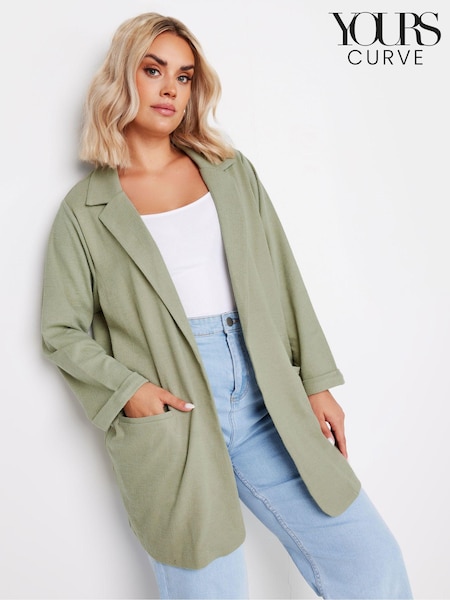 Grön - Yours Curve Textured Blazer (B85511) | kr820