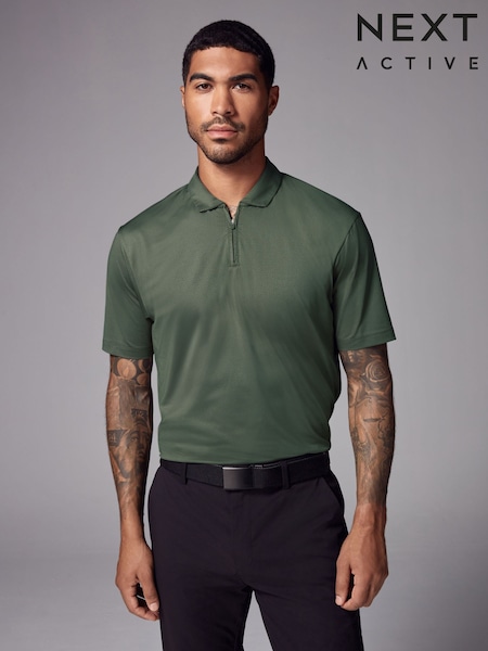 Khaki Green Active Textured Golf Polo Shirt (B85570) | AED87