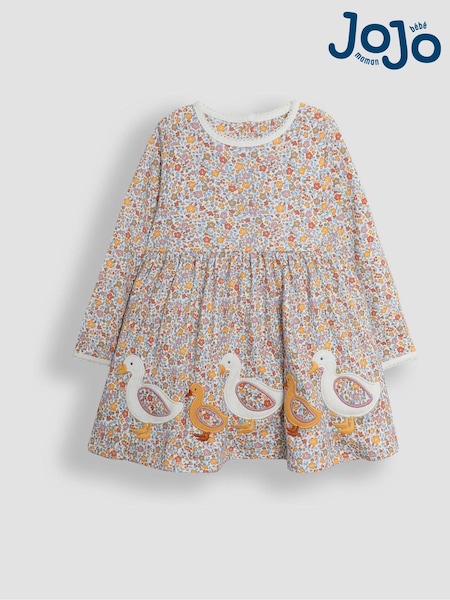 JoJo Maman Bébé Mustard Yellow Duck Appliqué Dress (B85574) | €39