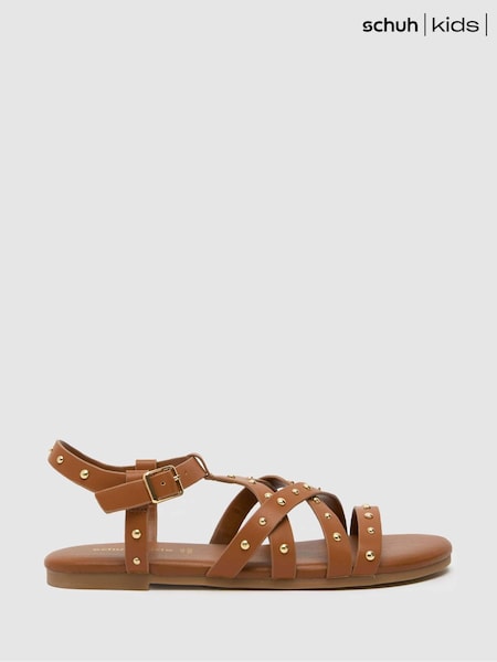 Schuh Tabby Studded Brown Sandals (B85639) | $65