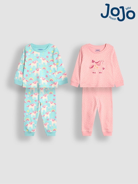 JoJo Maman Bébé Pink Unicorn Pyjamas 2 Pack (B85695) | €47