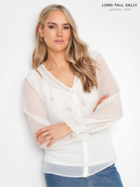 Long Tall Sally Cream Dobby Frill Blouse (B85823) | € 48