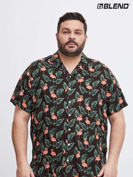 Negru - Blend Printed Mânecă scurtă Cămăși (B85827) | 125 LEI