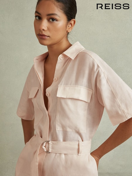 Reiss Selina Linen Belted Playsuit (B85846) | €265