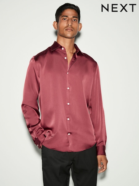 Red Regular Fit EDIT Satin Long Sleeve Shirt (B85891) | €6