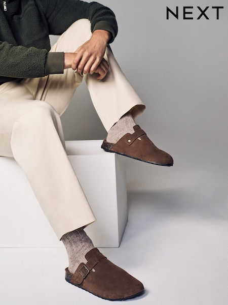 Brown Borg Lined Closed Toe Mules (B86060) | €18