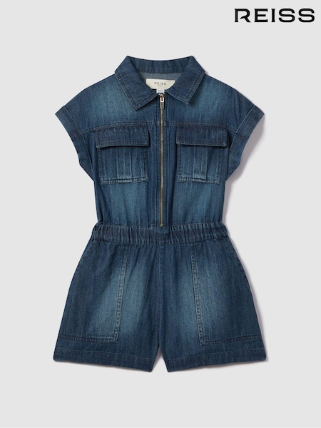 Reiss Josie Denim Zip-Front Playsuit (B86094) | 90 €
