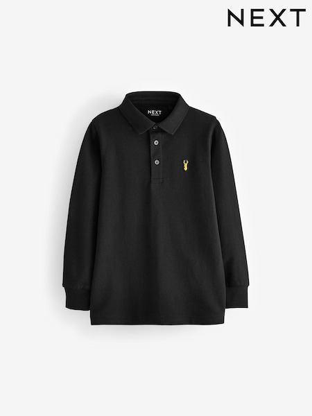 Black Long Sleeve Polo Shirt (3-16yrs) (B86129) | €11 - €18