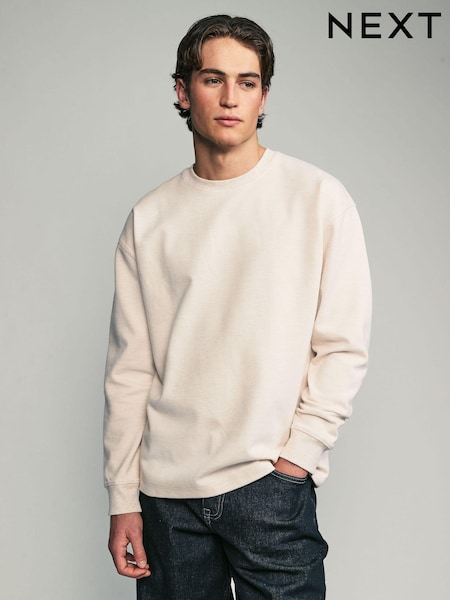 Cream Long Sleeves Brushed Crew T-Shirt (B86134) | €29