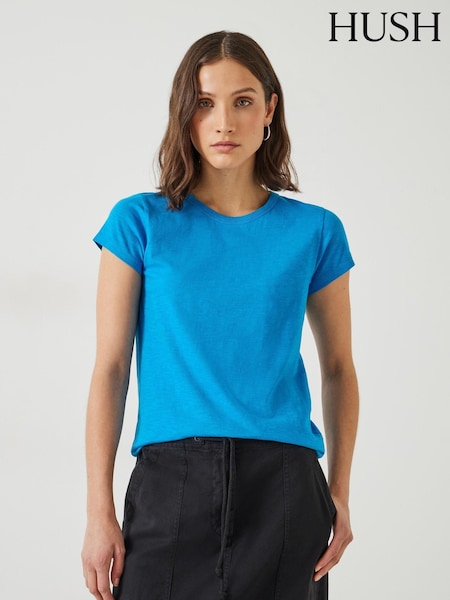 Koboltti Sininen - Hush Kapea istuvuus 100% Cotton Pyöreä kaula-aukko T-paita (B86185) | €43
