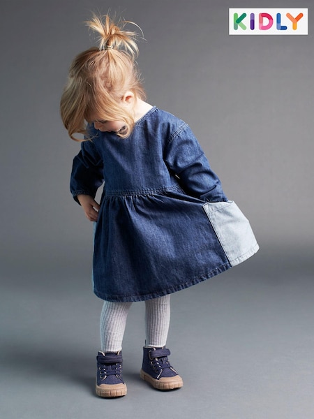 Kidly Blue 100% Cotton Denim Pocket Dress (B86200) | ‏191 ر.س.‏