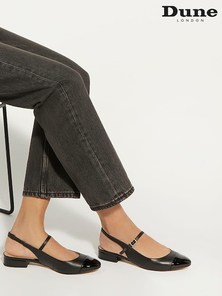 Dune London Black Hayes Toe Cap Sling Round Toe Mary Jane Pumps (B86270) | $67