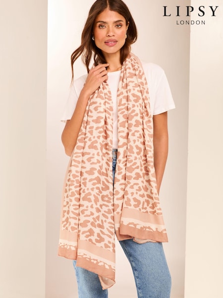 Коричневый - Lipsy Lightweight Printed Scarf (B86281) | €13
