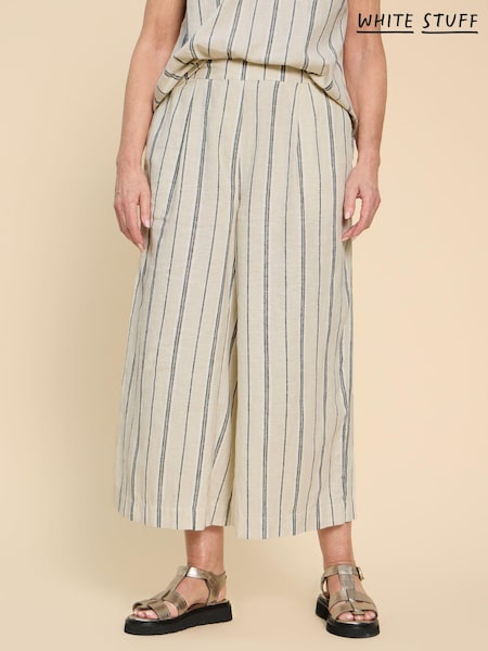 White Stuff Natural Lisette Linen/Cotton Mix Stripe Culottes (B86305) | €41.50
