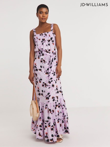 JD Williams Purple Printed Tie Waist Apron Dress (B86312) | €21.50