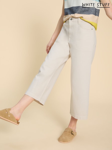 White Stuff Natural White Tia Wide Leg Crop Jeans (B86342) | $101