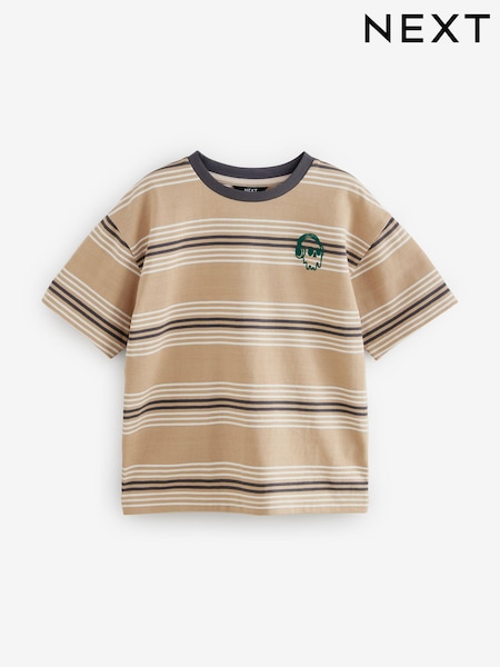 Камінь - Relaxed Fit у смужку Heavyweight з коротким рукавом футболки (3-16років) (B86361) | 494 грн - 618 грн