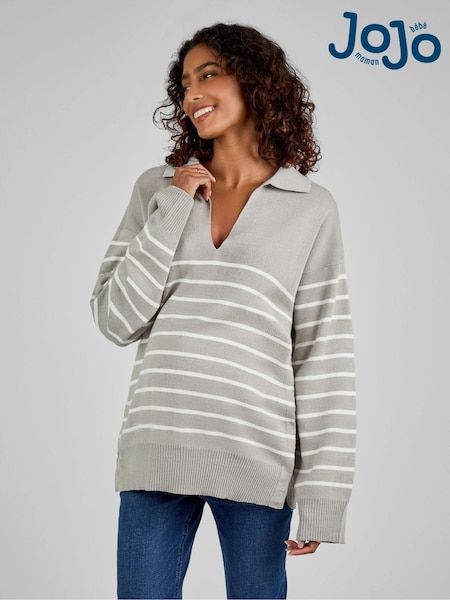 JoJo Maman Bébé Stripe Collared Maternity & Nursing Jumper (B86428) | 63 €
