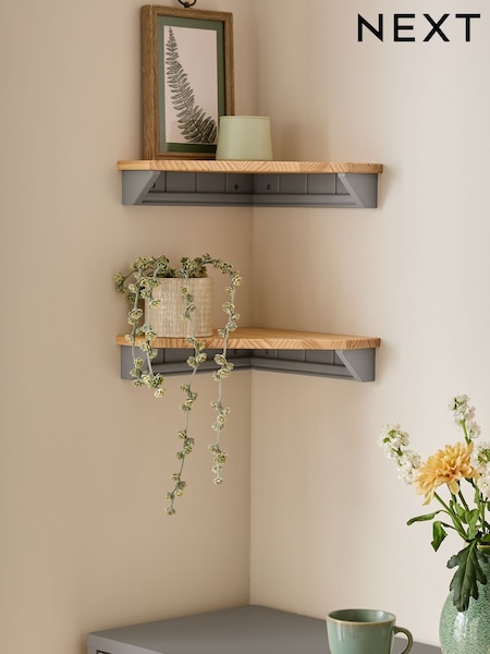 Set of 2 Grey Malvern Corner Shelves (B86445) | €35