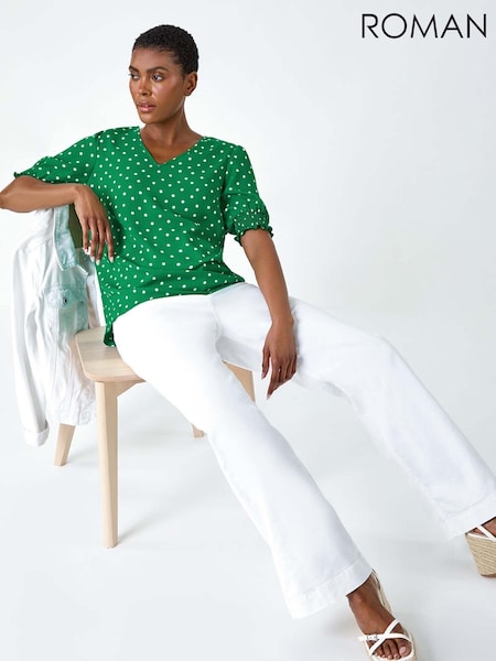 Roman Green Shirred Top (B86461) | €14.50