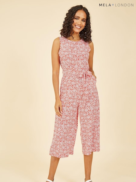 Mela Red Ditsy Floral Print Culotte Jumpsuit (B86470) | €22