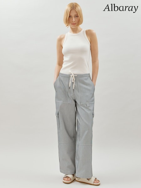 Albaray Cotton Ticking Stripe Cargo Black Trousers (B86494) | €51