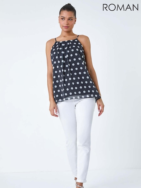 Roman Polka Dot Print Chiffon Cami Top (B86511) | 25 €