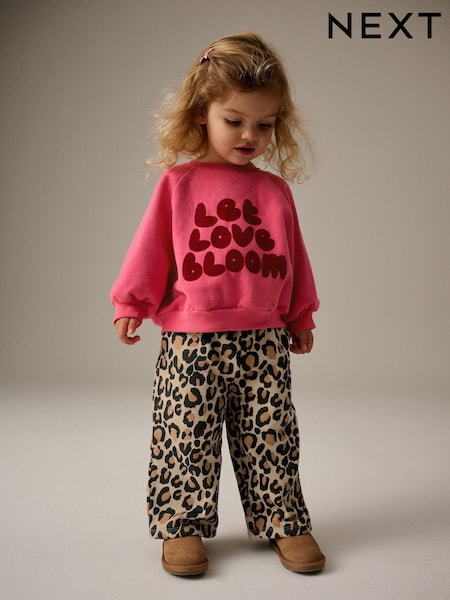 Pink - Printed 100% Cotton Sweatshirt and Wide Leg Set (3mths-7yrs) (B86597) | 8 € - 10 €