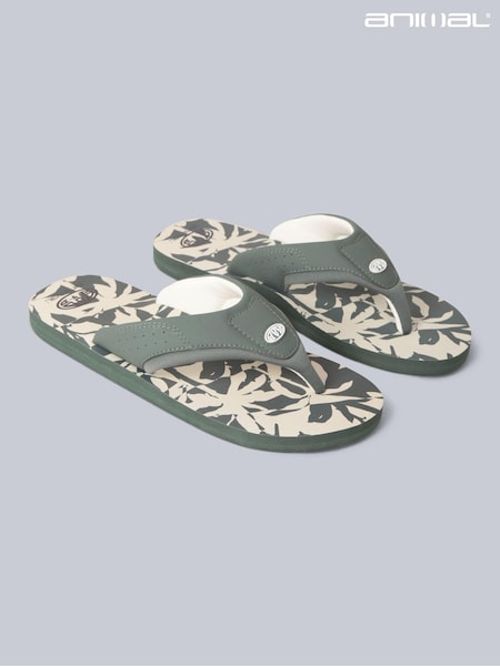 Animal Green/Cream Mens Jekyl Flip Flops (B86684) | €38