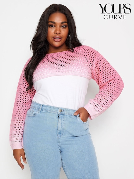 Yours Curve Pink Pink Ombre Crochet Arm Warmer (B86703) | €31