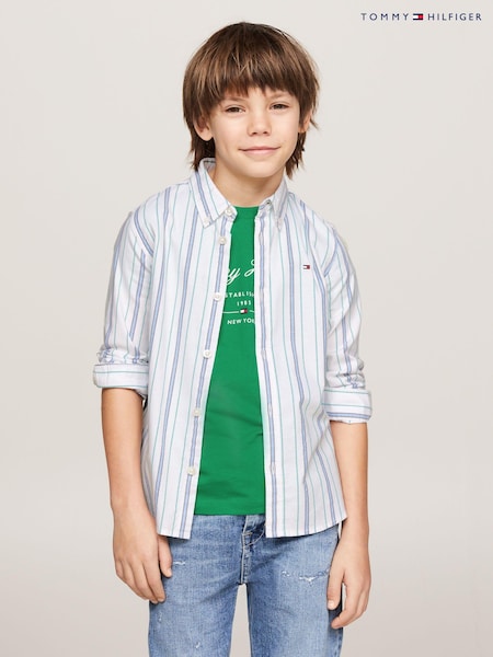 Tommy Hilfiger White/Blue Oxford Striped Shirt (B86772) | €27 - €31
