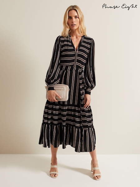 Phase Eight Black Stripe Laura Midaxi Dress (B86855) | €70