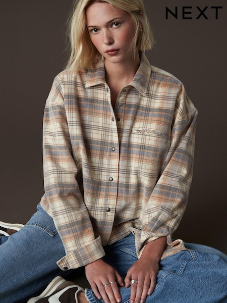 Long Sleeve Check 100% Cotton Overshirt (B86921) | ‏73 د.إ.‏