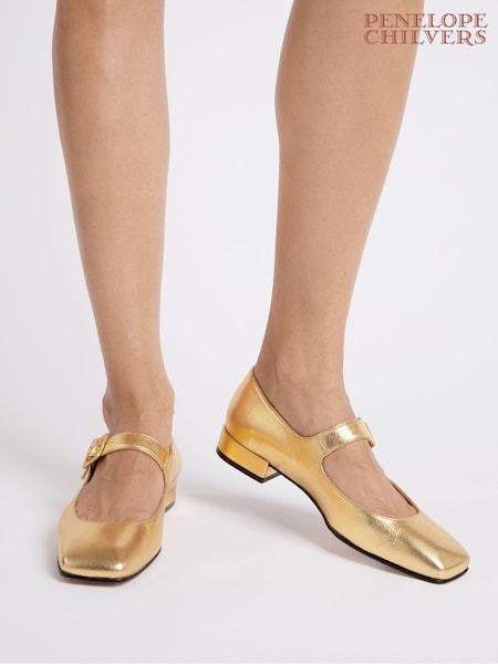 Kultainen/kullanvärinen - Penelope Chilvers Hopea Low Mary Jane Nahka Kenkät (B86954) | €345