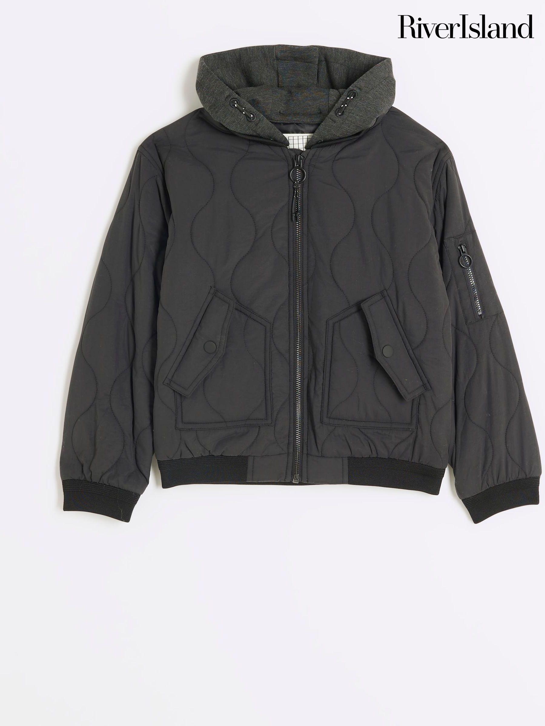 River island fleece lined jacket in black new arrivals