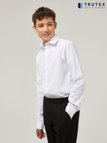 Trutex White Slim Fit Long Sleeve 3 Pack School Shirts (B87177) | 164 LEI - 238 LEI