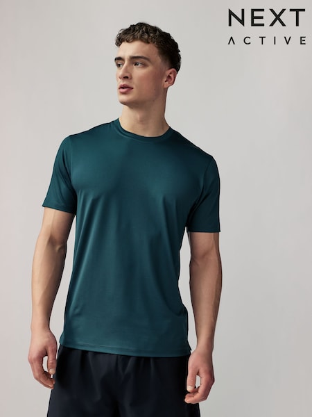 Teal Blue Active Gym Texture Training T-Shirt (B87205) | AED61