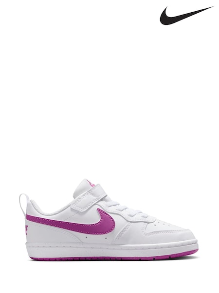 Nike White/Fuschia Pink Junior Court Borough Low Recraft Trainers (B87287) | €48