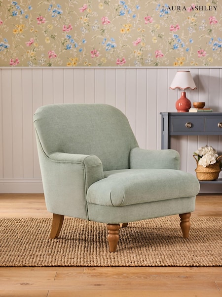 Laura Ashley Baron Chenille Pale Grey Green Clipsham Accent Chair (B87337) | €503
