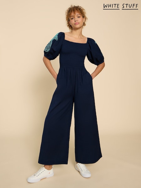 White Stuff Blue Reese Embroidered Jumpsuit (B87406) | €47.50