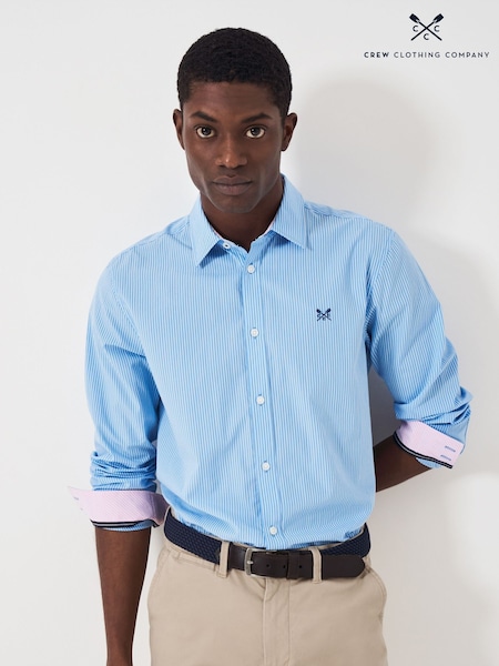 Crew Clothing Blue Crew Clothing Company Oversized Blue 100% Cotton Cornflower Stripe Classic Shirt (B87564) | €78